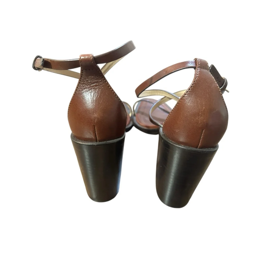 Michael Kors Collection Madie Brown Leather Sandals Size 10.5 / EC 41